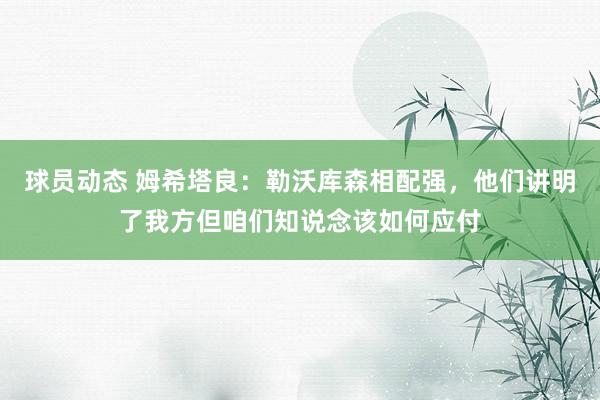 球员动态 姆希塔良：勒沃库森相配强，他们讲明了我方但咱们知说念该如何应付