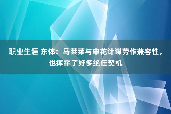 职业生涯 东体：马莱莱与申花计谋劳作兼容性，也挥霍了好多绝佳契机