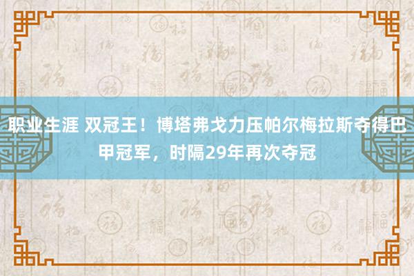 职业生涯 双冠王！博塔弗戈力压帕尔梅拉斯夺得巴甲冠军，时隔29年再次夺冠