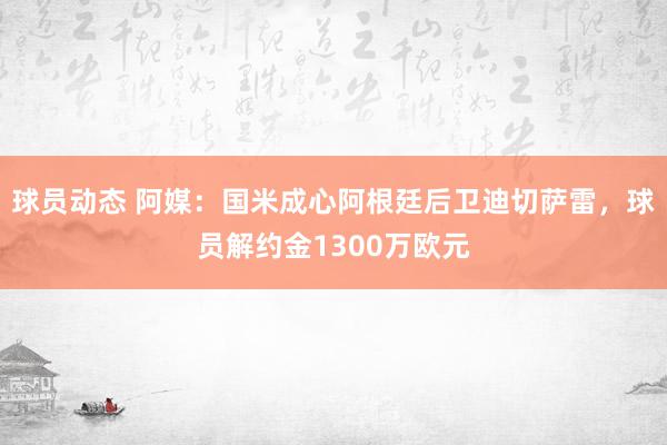 球员动态 阿媒：国米成心阿根廷后卫迪切萨雷，球员解约金1300万欧元