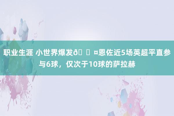 职业生涯 小世界爆发😤恩佐近5场英超平直参与6球，仅次于10球的萨拉赫