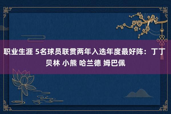 职业生涯 5名球员联贯两年入选年度最好阵：丁丁 贝林 小熊 哈兰德 姆巴佩